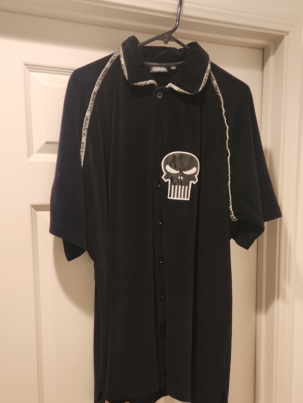 Black Short-Sleeve The Punisher Velour Shirt New